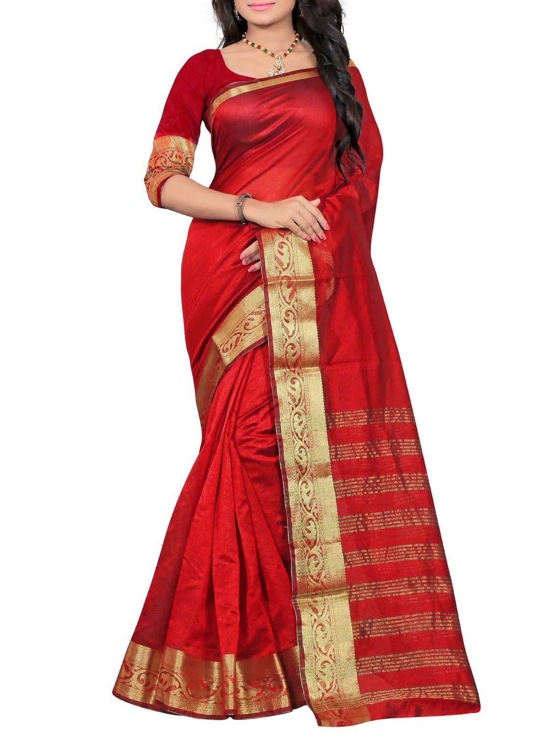 red silk saree