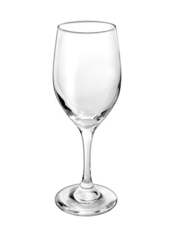 transparent tulip shaped wine glass with long stem