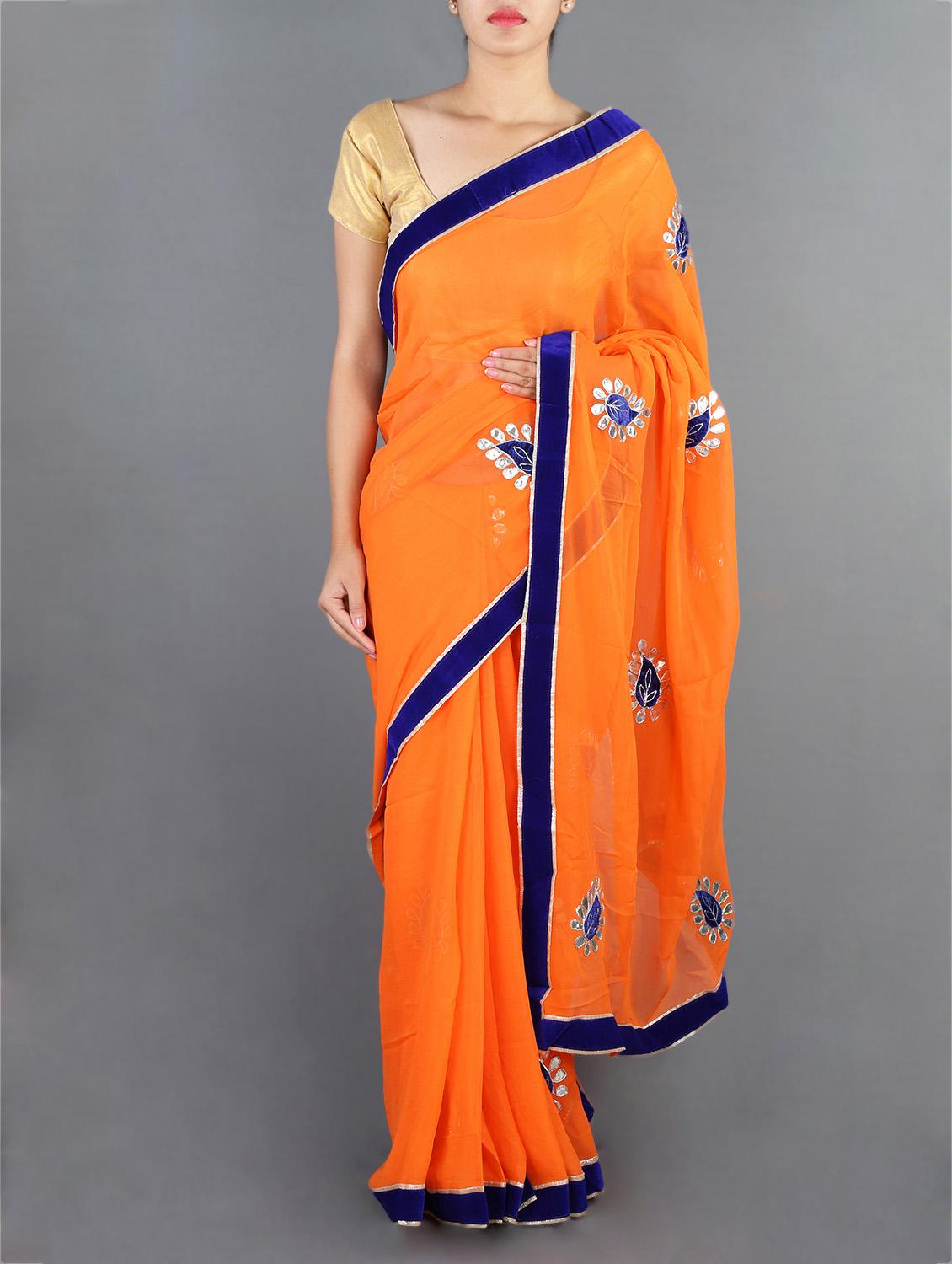 Georgette Gota Patti Hand Work Saree - Rajasthani Sarees