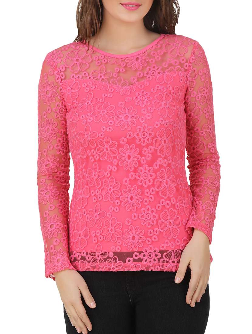 pink cotton regular top