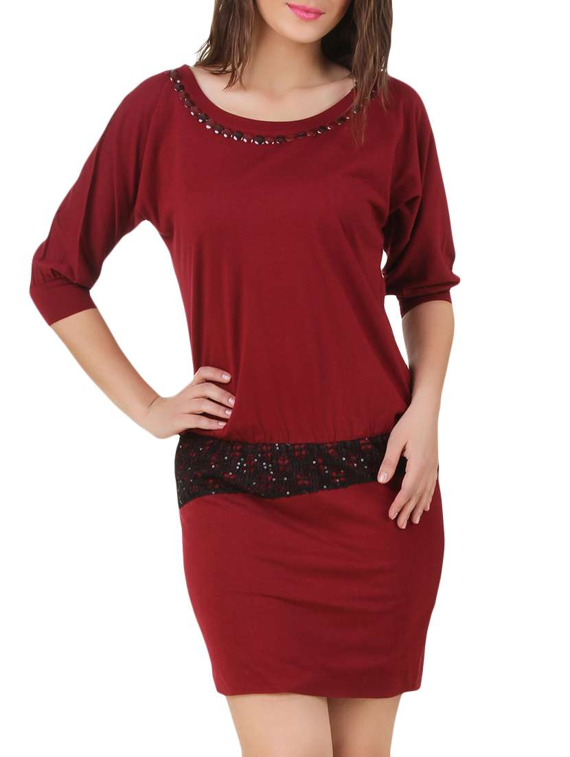 maroon cotton jersey dress