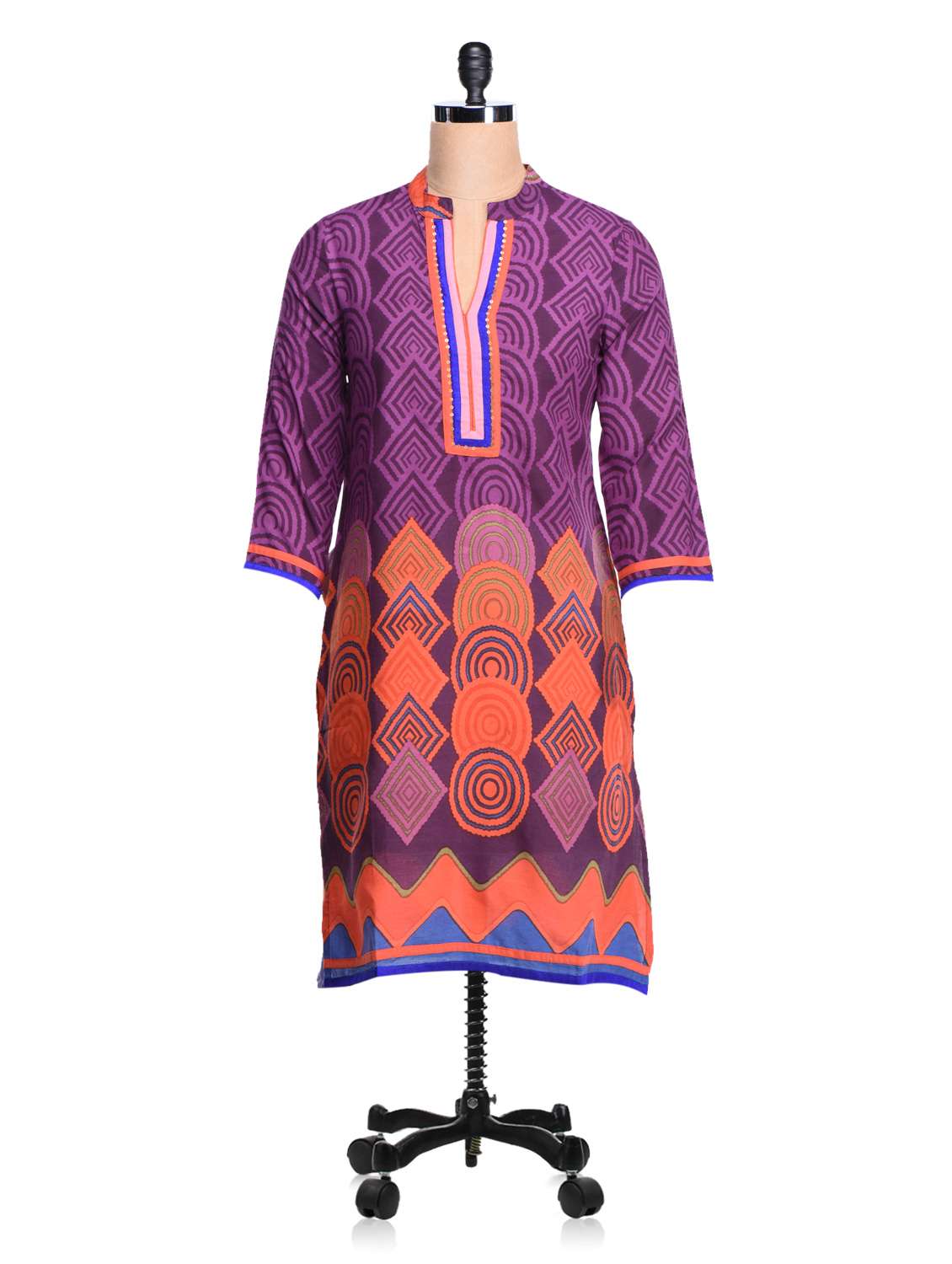 geometric print cotton kurta