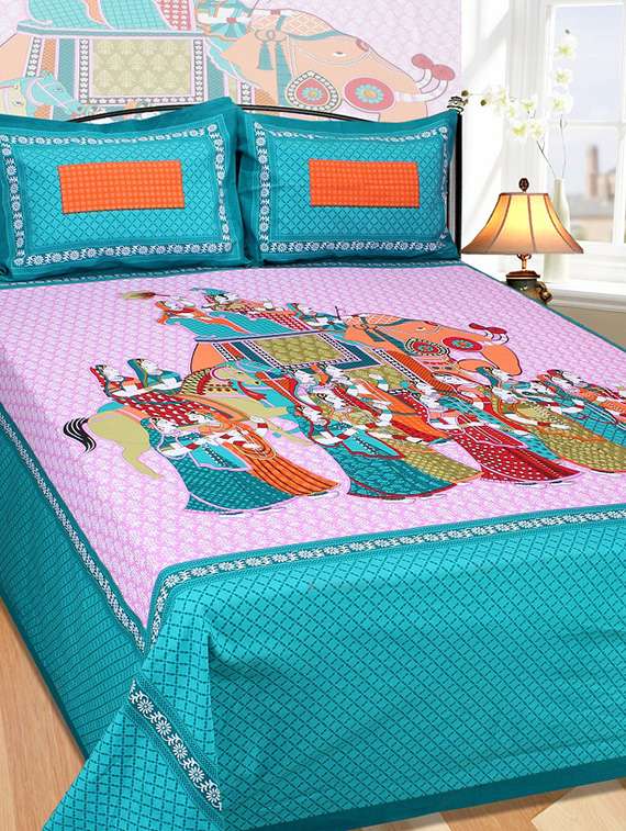 tired of small bedsheets..the intellect bazaar presents a classy traditional design king bedsheet available in three awesome col