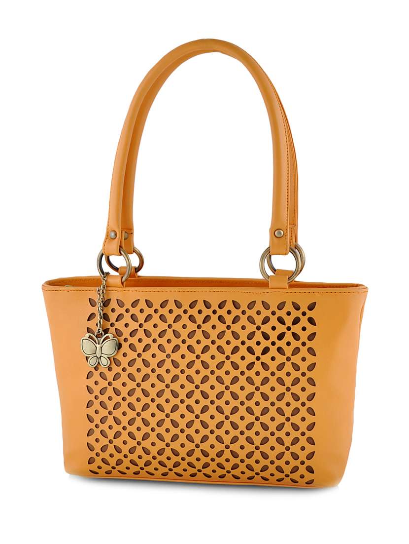 orange leatherette (pu) handbag