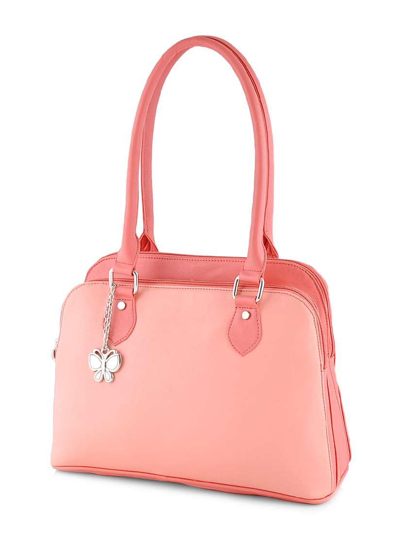 pink leatherette regular handbag