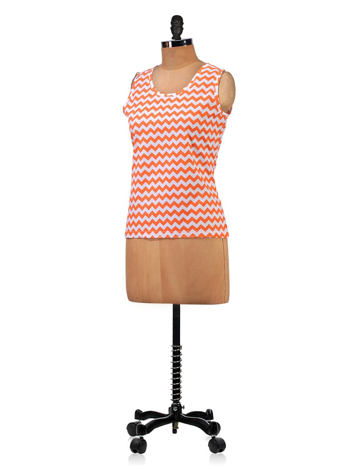 round neck chevron print sleeveless tops - 1025005 - Standard Image - 1
