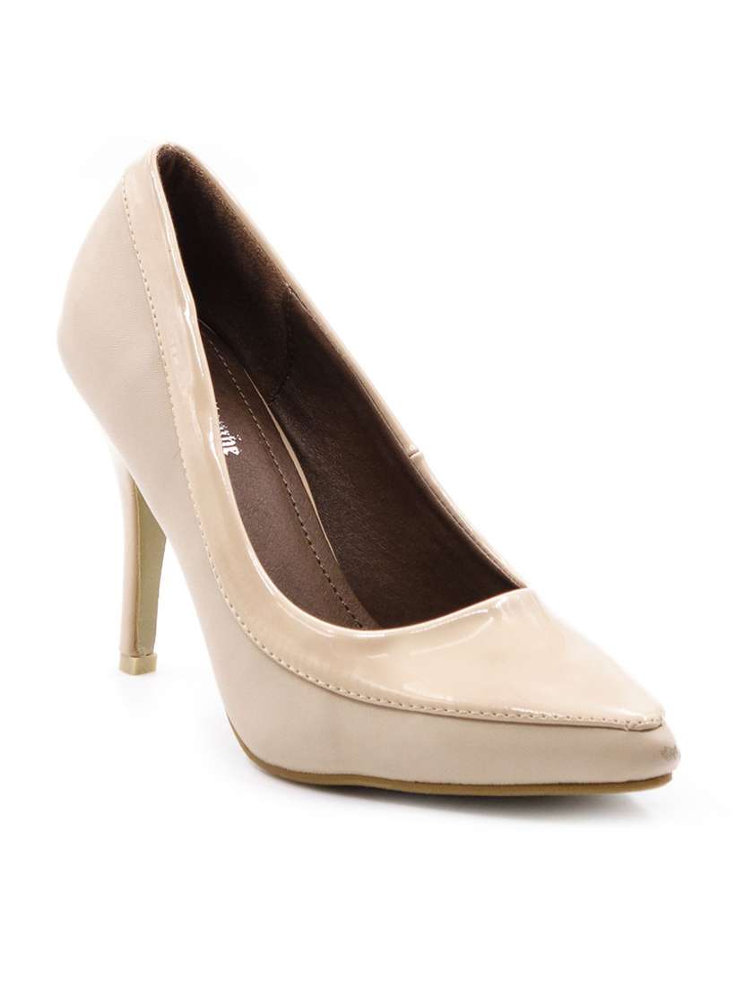 nude leatherette slip on pumps