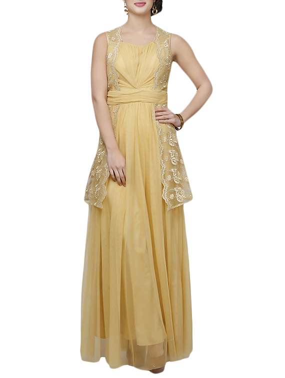 beige net maxi dress