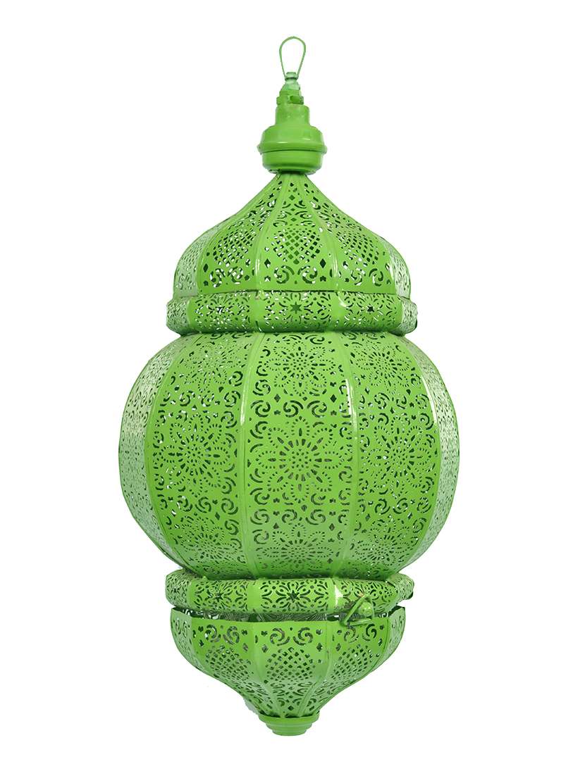 anasa decorative hanging metal moroccan lantern lamp green 17 inch