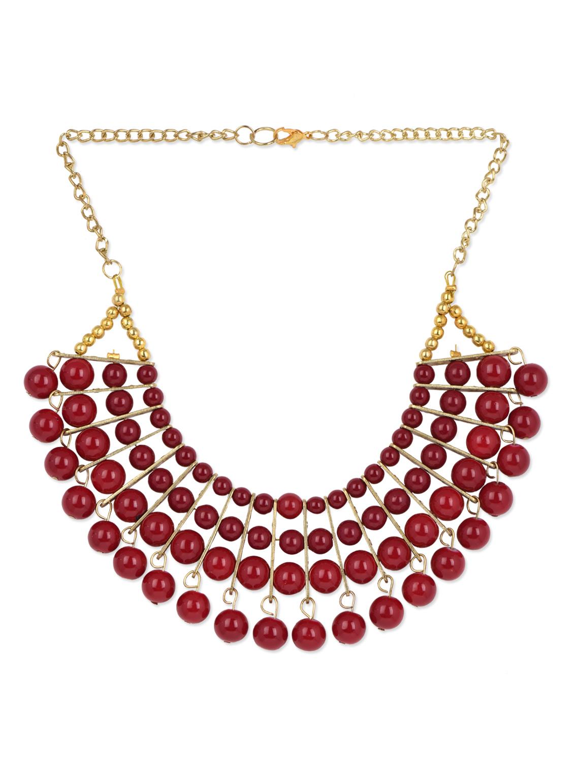  red and gold round beaded necklace.