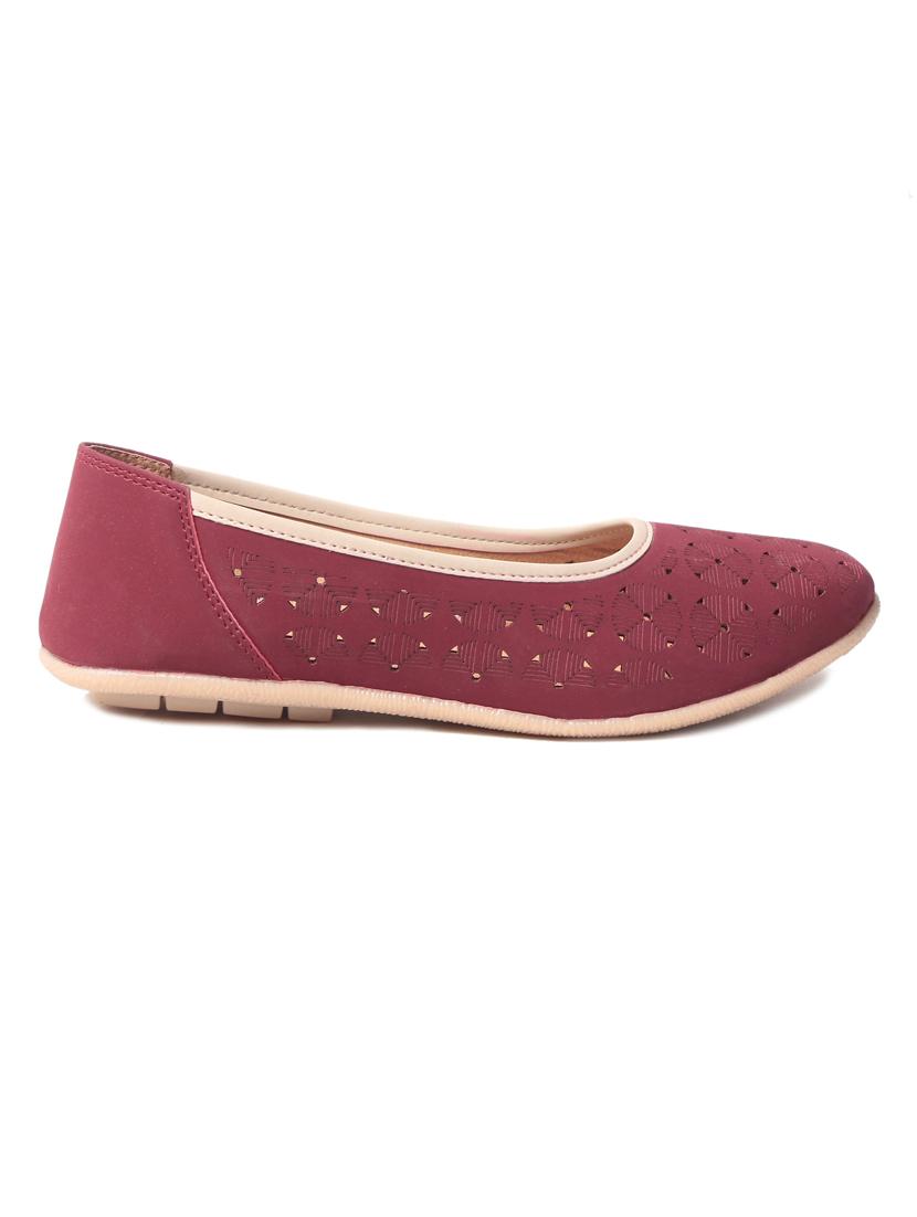 cherry leatherette slip on ballerina - 10277356 -  Standard Image - 1
