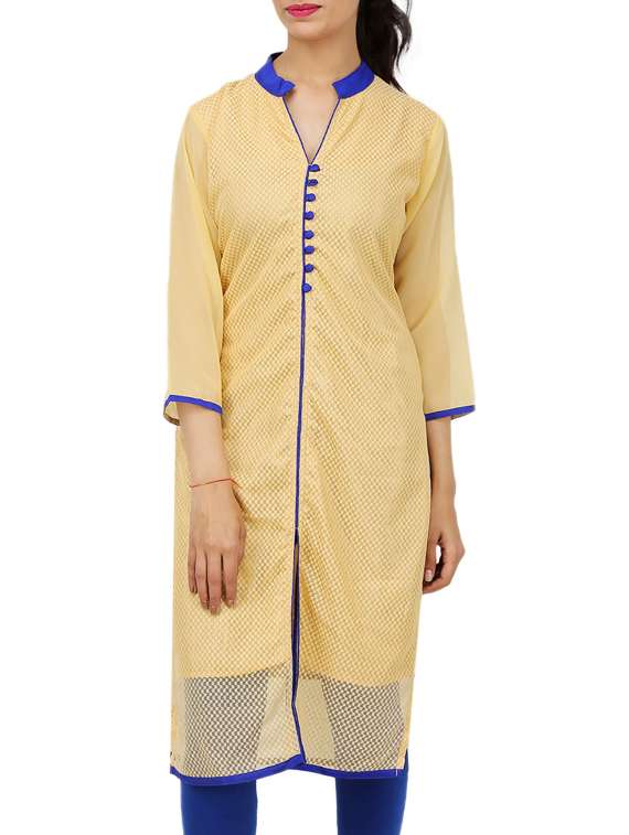 kyaara cream color net  kurta