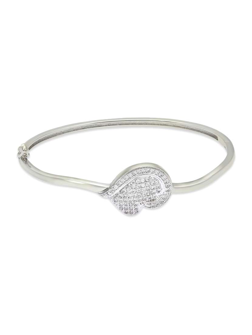 silver , white cz bangle