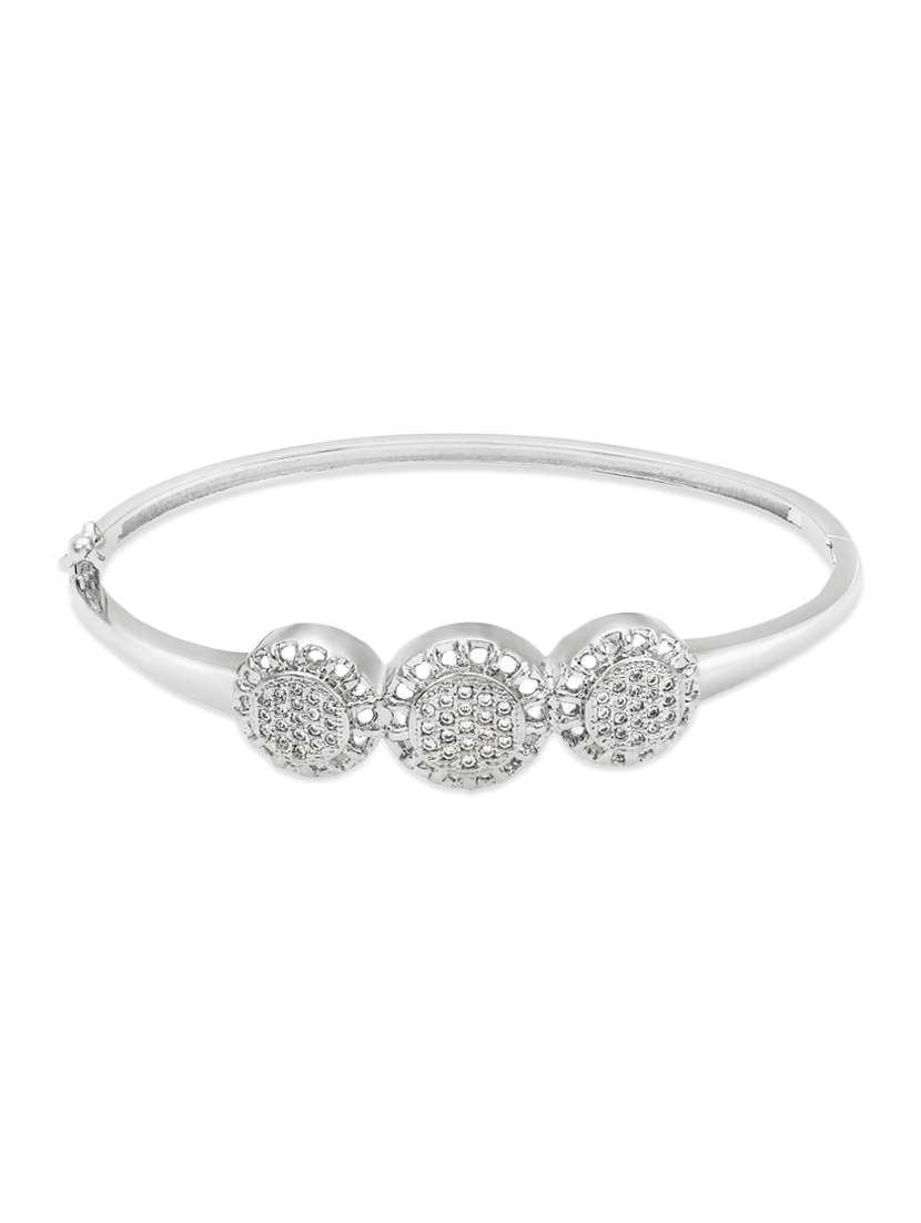 silver , white cz bangle