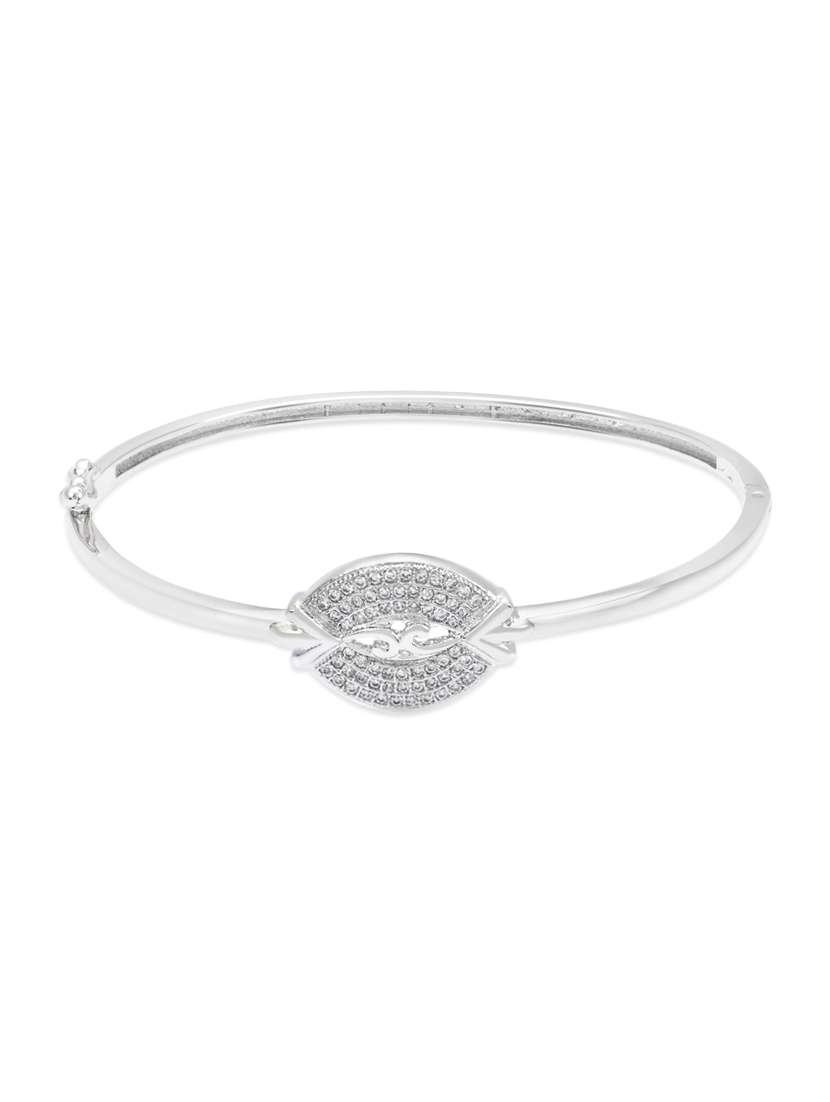 silver , white cz bangle