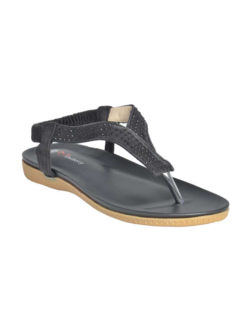 black leatherette back strap sandals