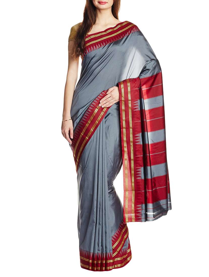grey poly cotton saree