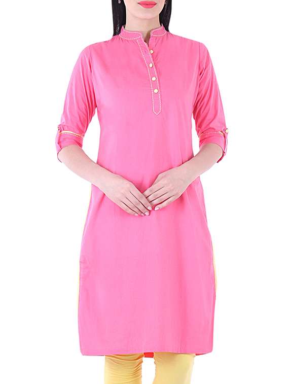 pink straight kurta
