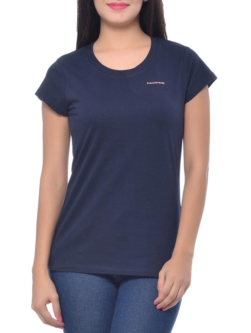 navy blue solid tee - 10346482 - Zoom Image - 0