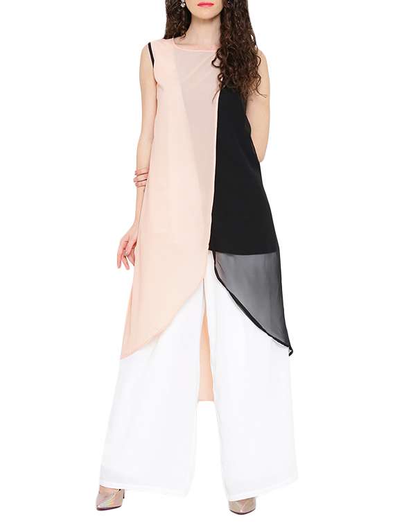 pink,black georgette kurta