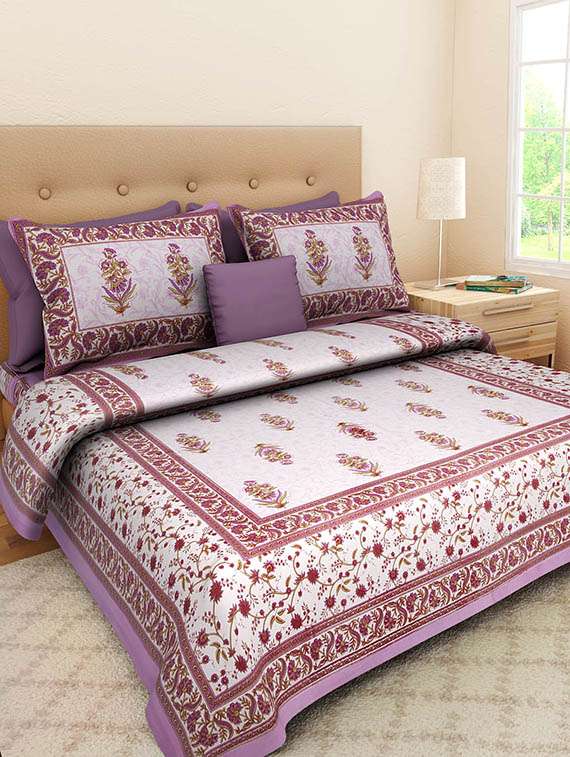 cotton jaipuri traditional double bedsheet with 2 pillwo cover