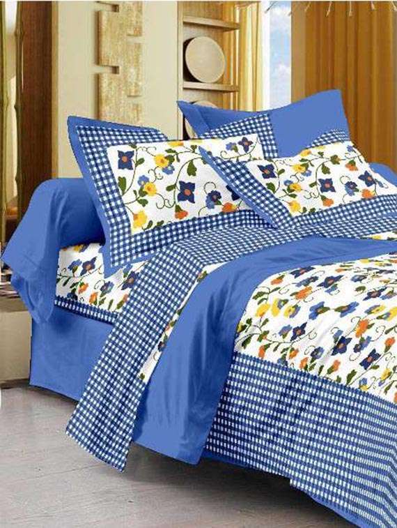 cotton jaipuri traditional double bedsheet with 2 pillwo cover
