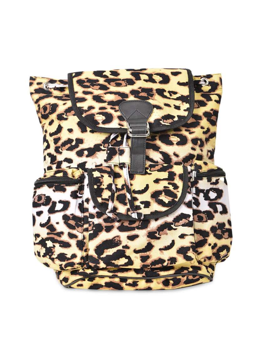 animal printed cotton canvas backpack