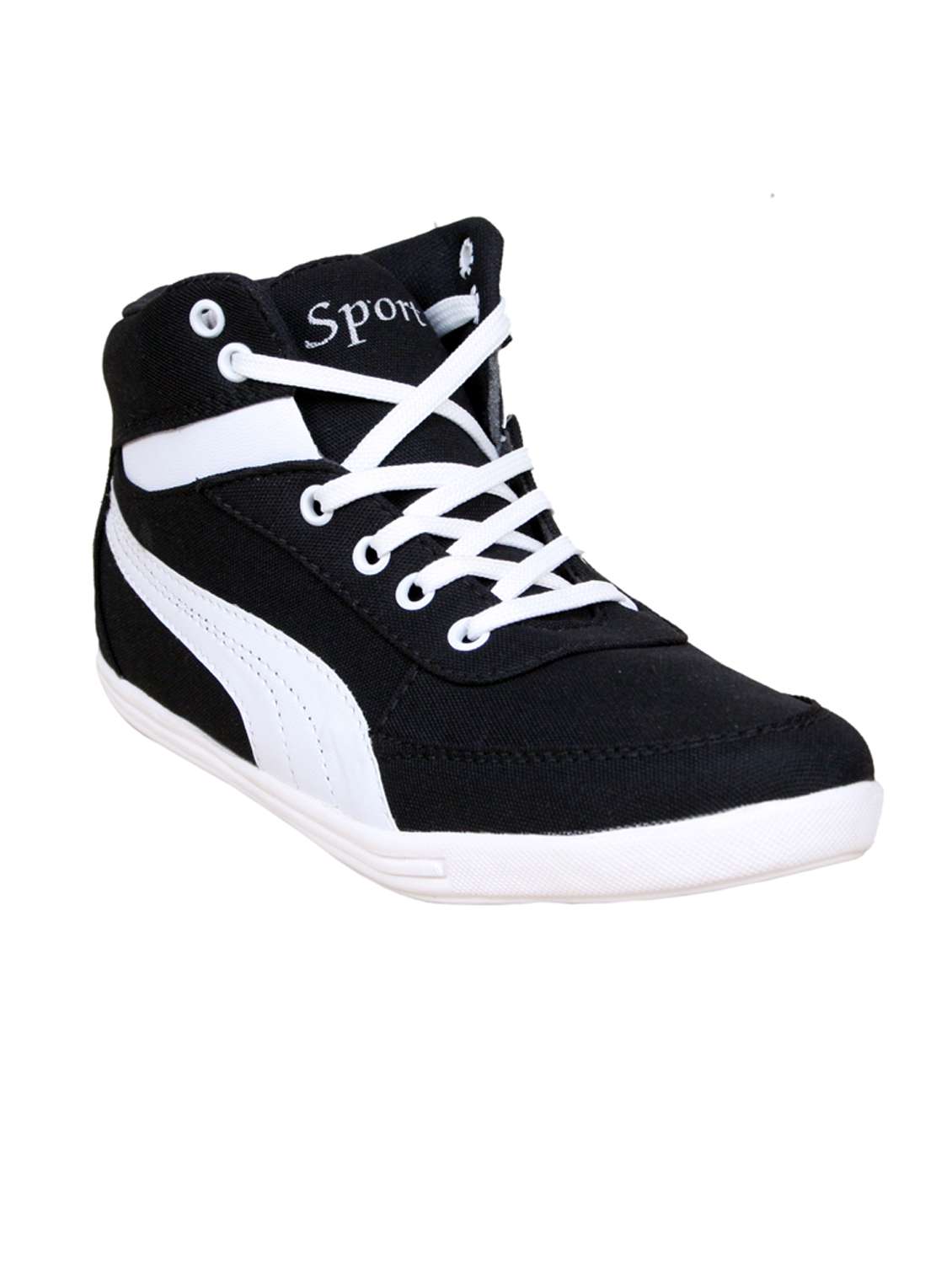 black, white canvas sneakers