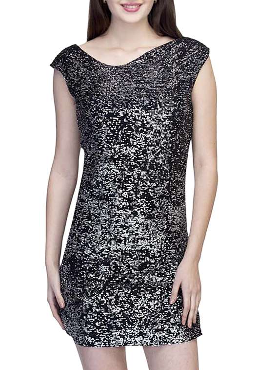sequenced metallic bodycon dress 