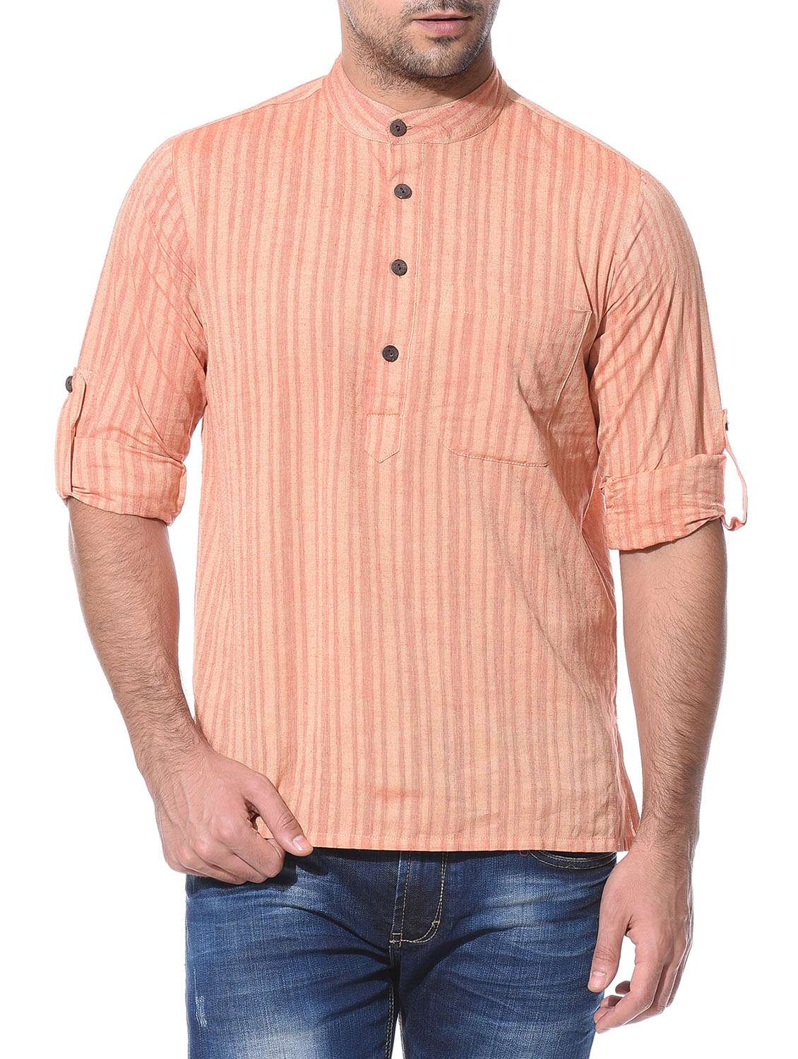 orange cotton short kurta