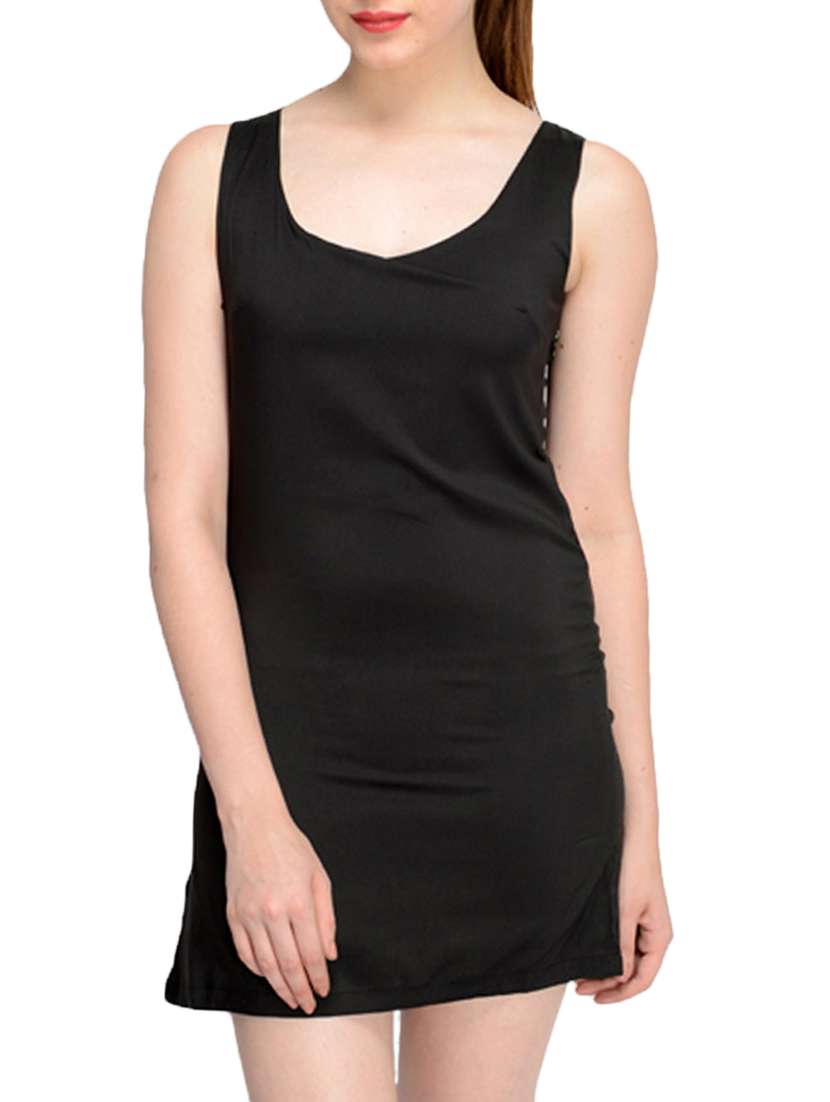 black polyester blend dress