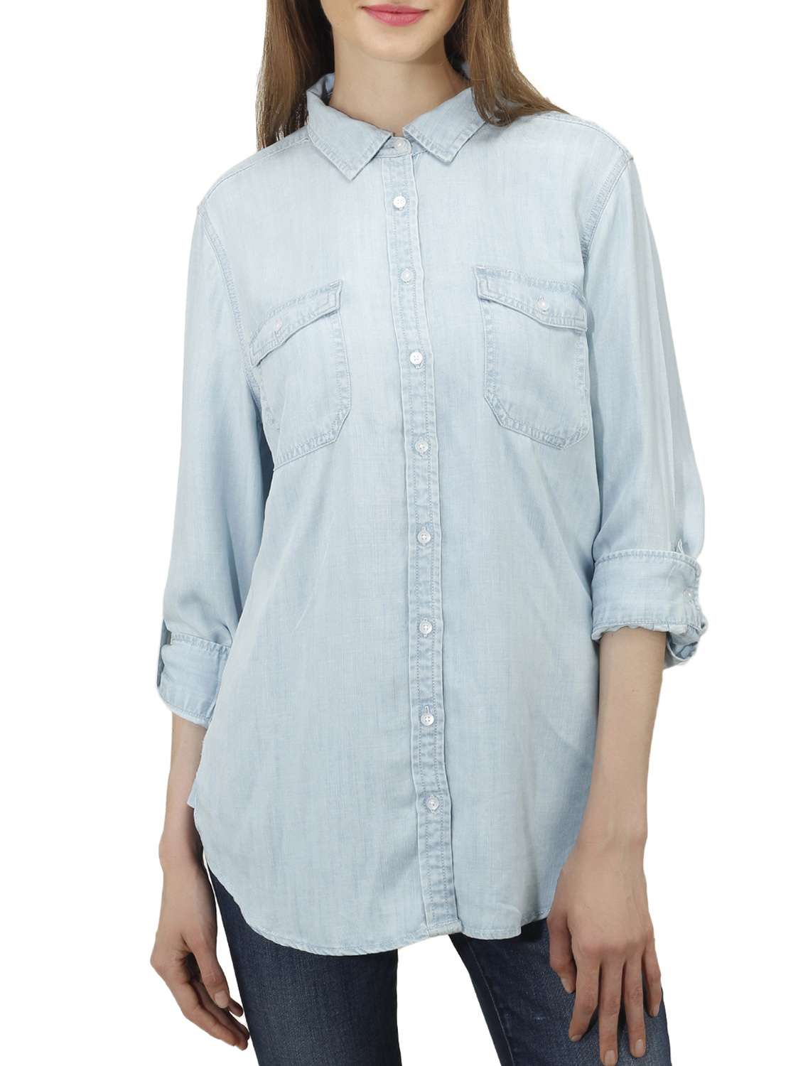 blue denim shirt
