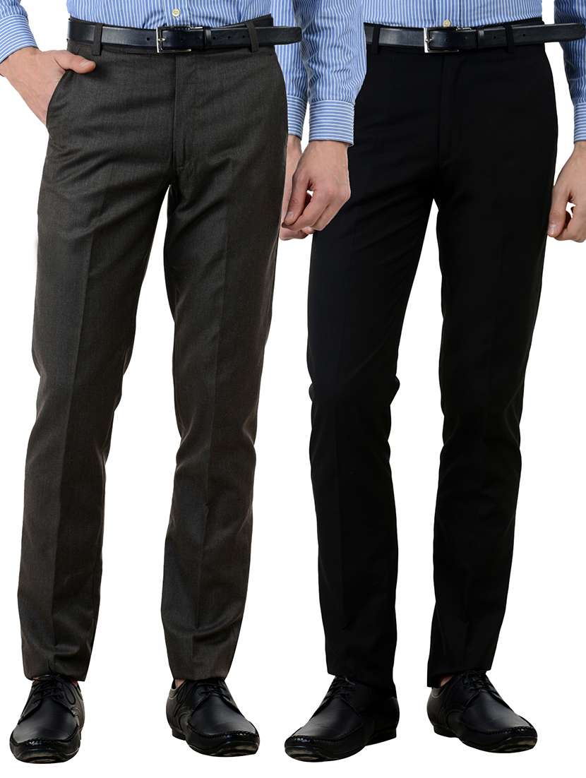 multi colored cotton formal trouser (set of 2)