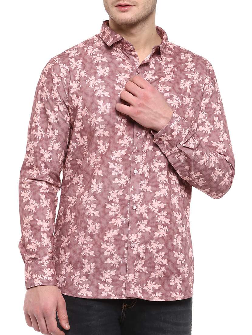 red colored, cotton casual shirt