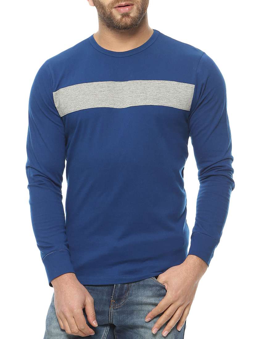 dark blue striped cotton t-shirt