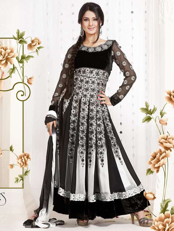 black and white georgette set
