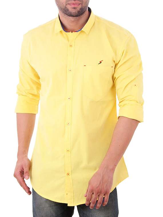 yellow cotton casual shirt