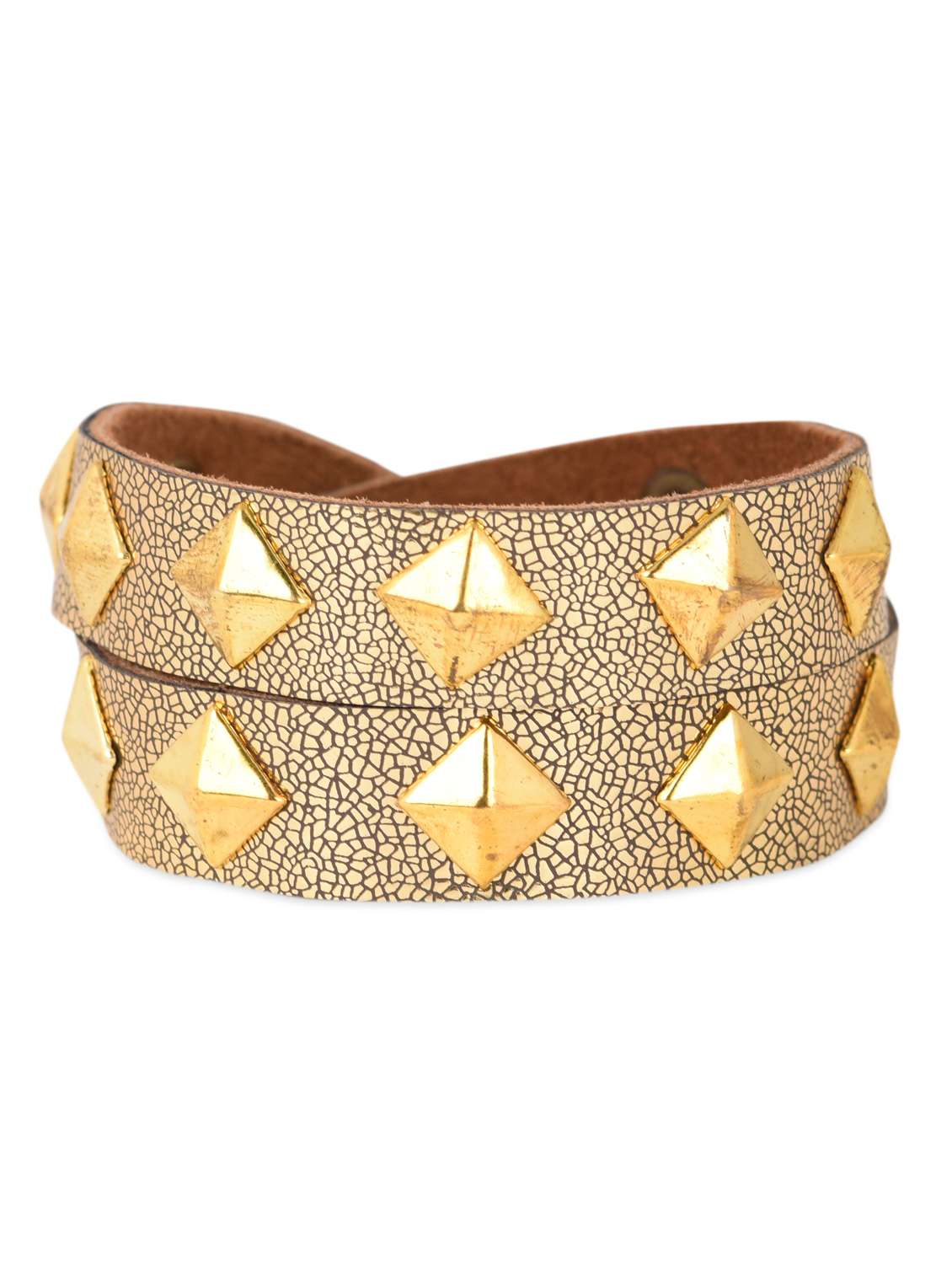 golden studded leather wrist band