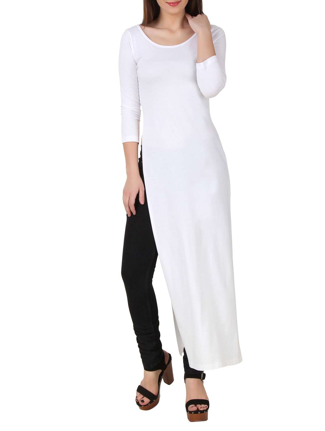 white pure cotton long tunic