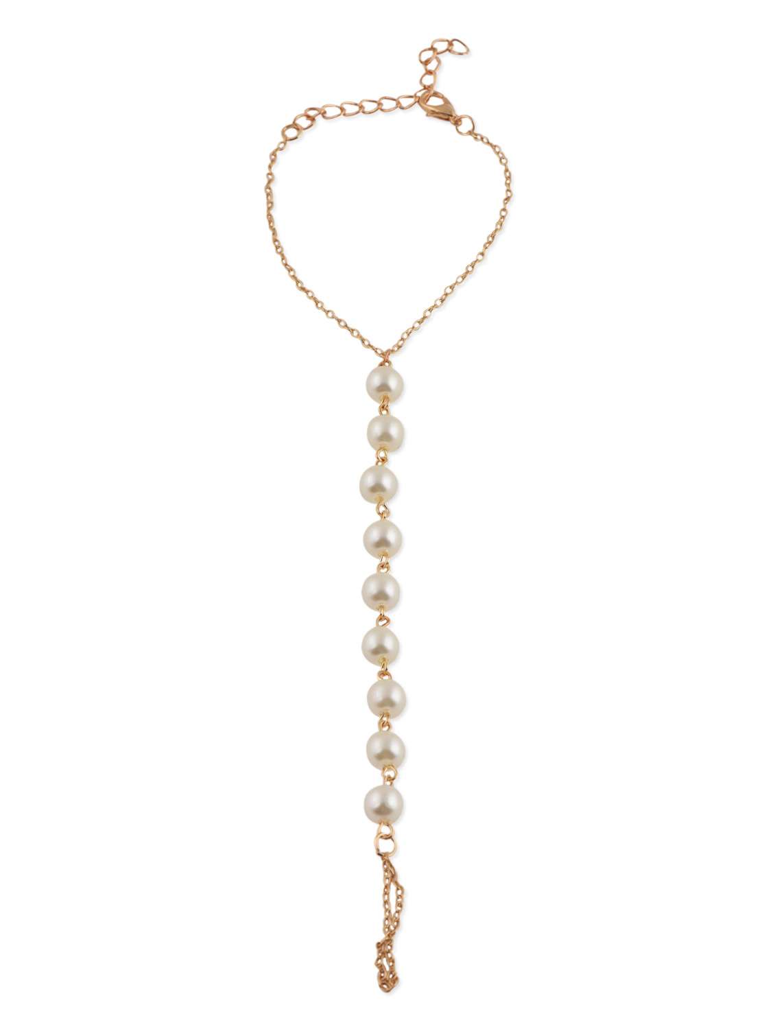 golden color pearl metal alloy bracelet