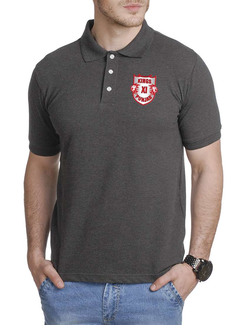 grey solid polo t- shirt