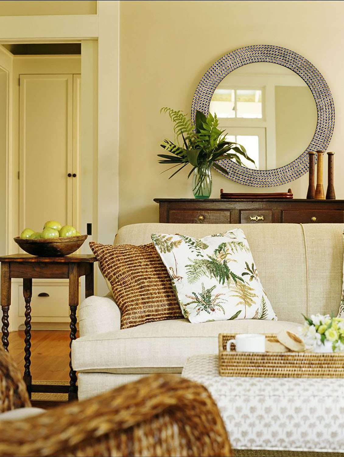 hosley decorative gold metal studded wall mirror