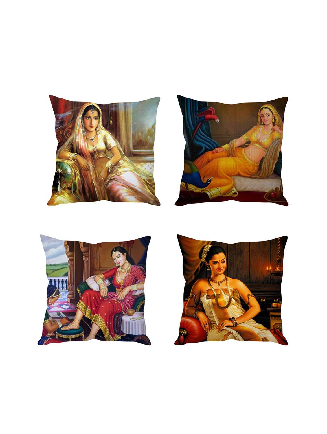 multicolor digitally printed set of 4 cushion covers