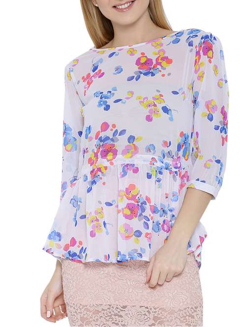 women's peplum boat neck top - 10512005 - Standard Image - 0