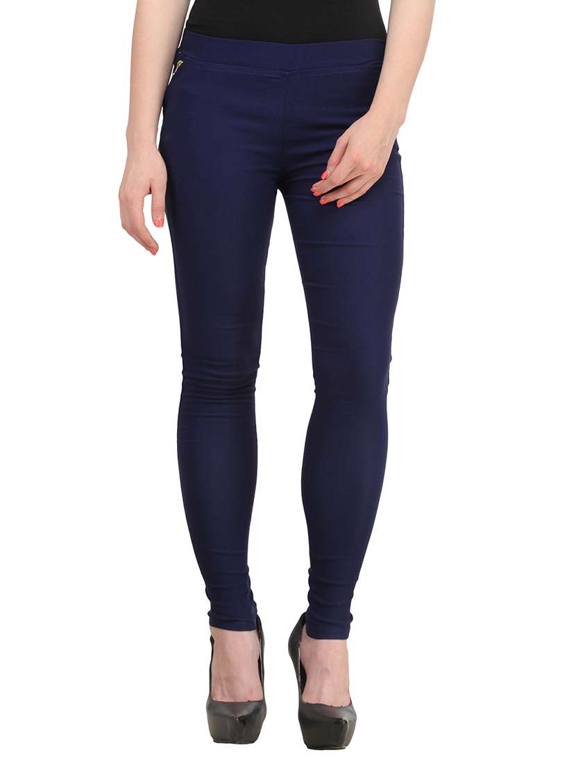 navy blue polyester jeggings
