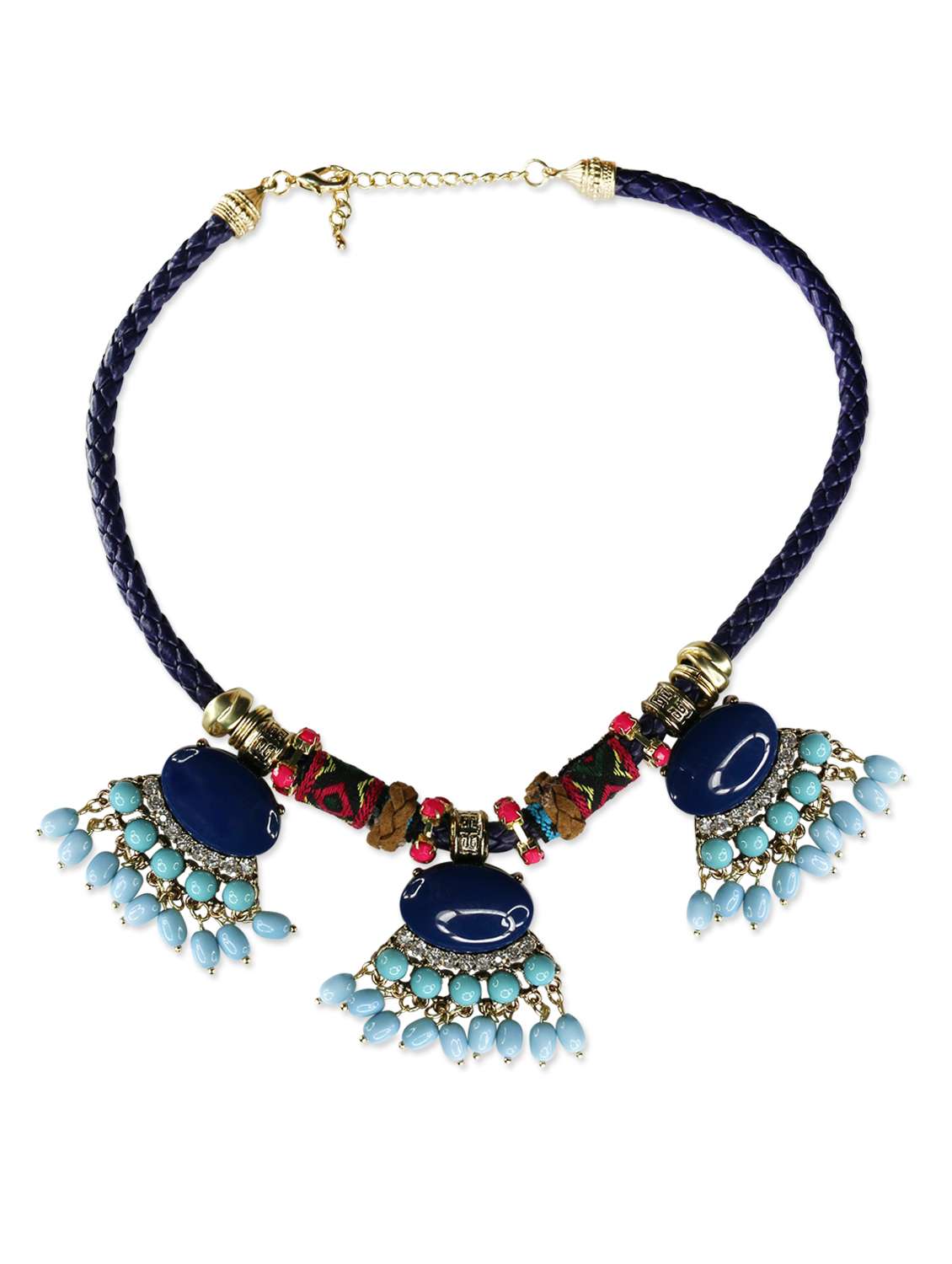 blue metal alloy with acrylic necklace