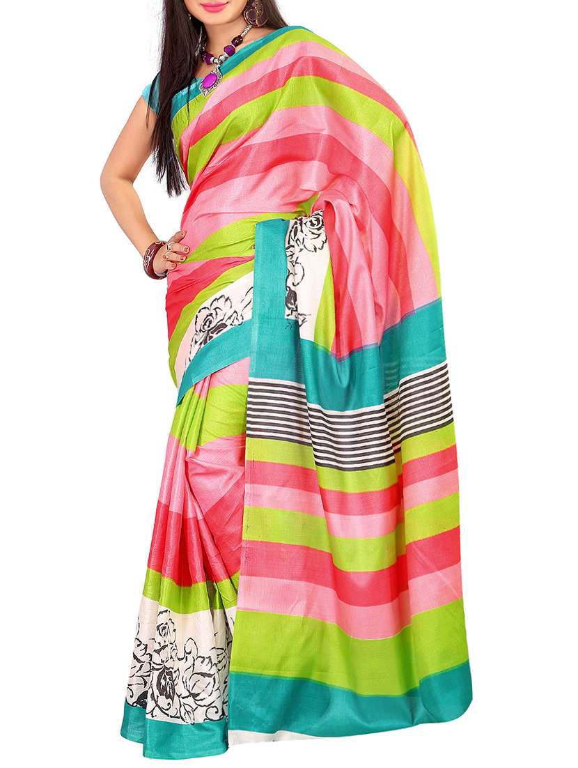 multi colored art silk saree