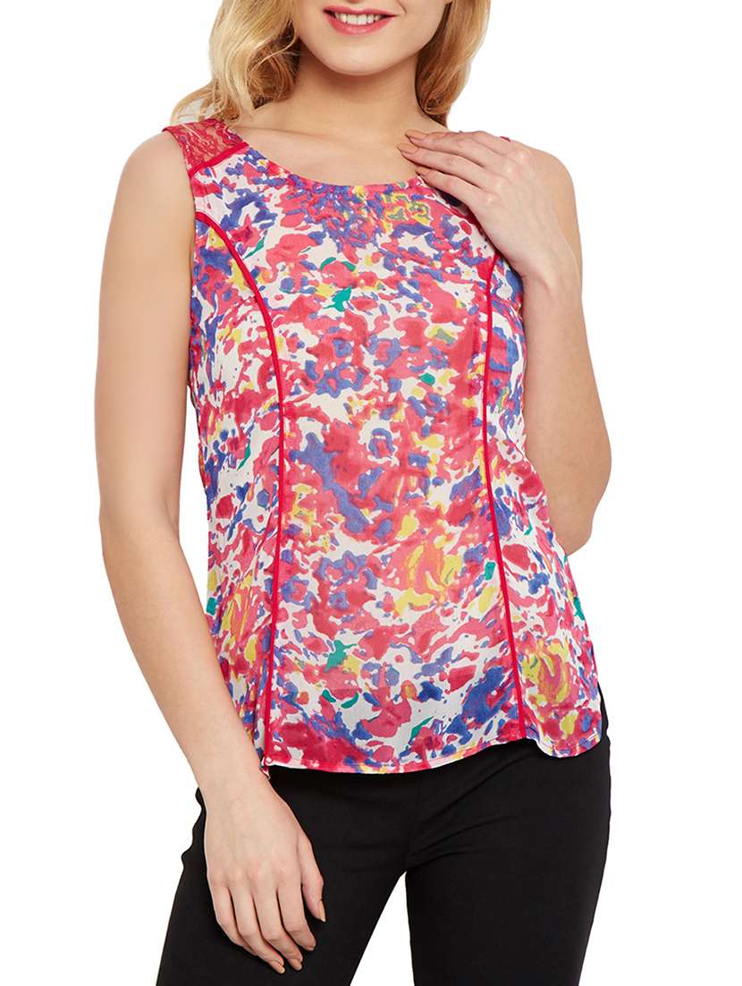 fuchsia georgette top