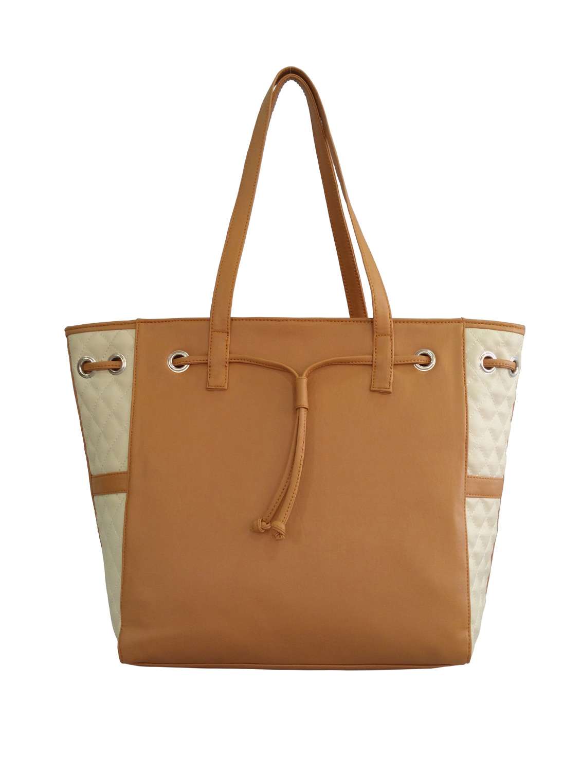 brown faux leather handbag