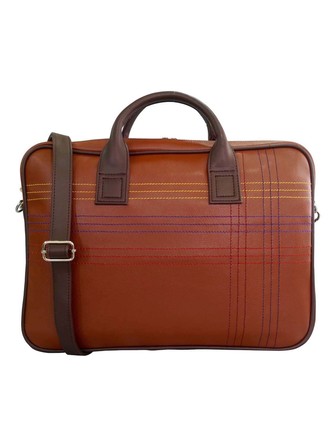 brown faux leather laptop bag
